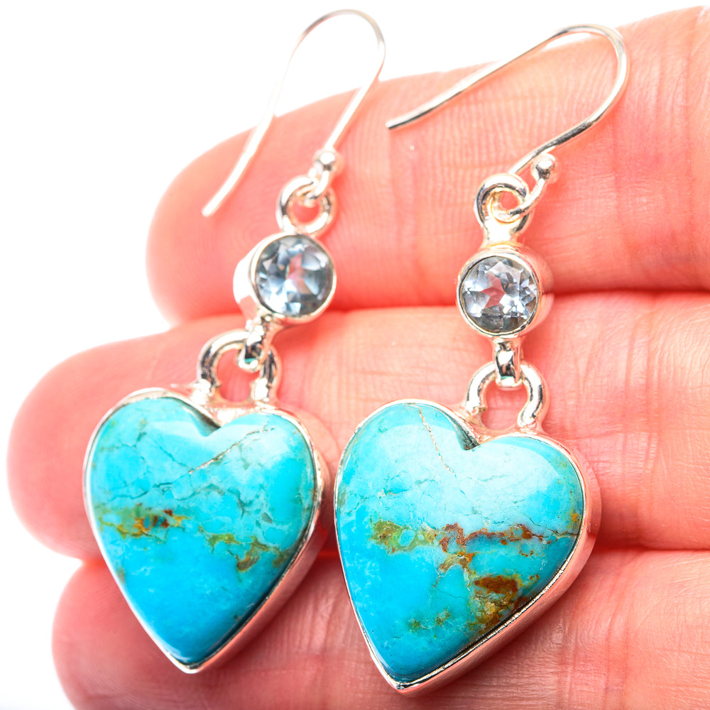 Chrysocolla, Blue Topaz Earrings 1 3/4" (925 Sterling Silver) EARR432164