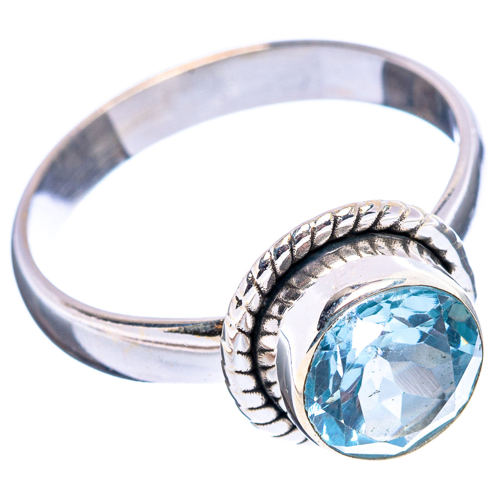 Faceted Blue Topaz Ring Size 8 (.925 Sterling Silver)