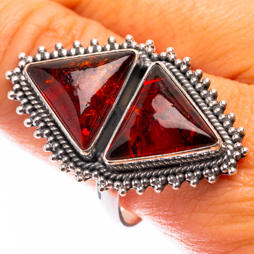 Large Baltic Amber Ring Size 10.75 (925 Sterling Silver) R141257
