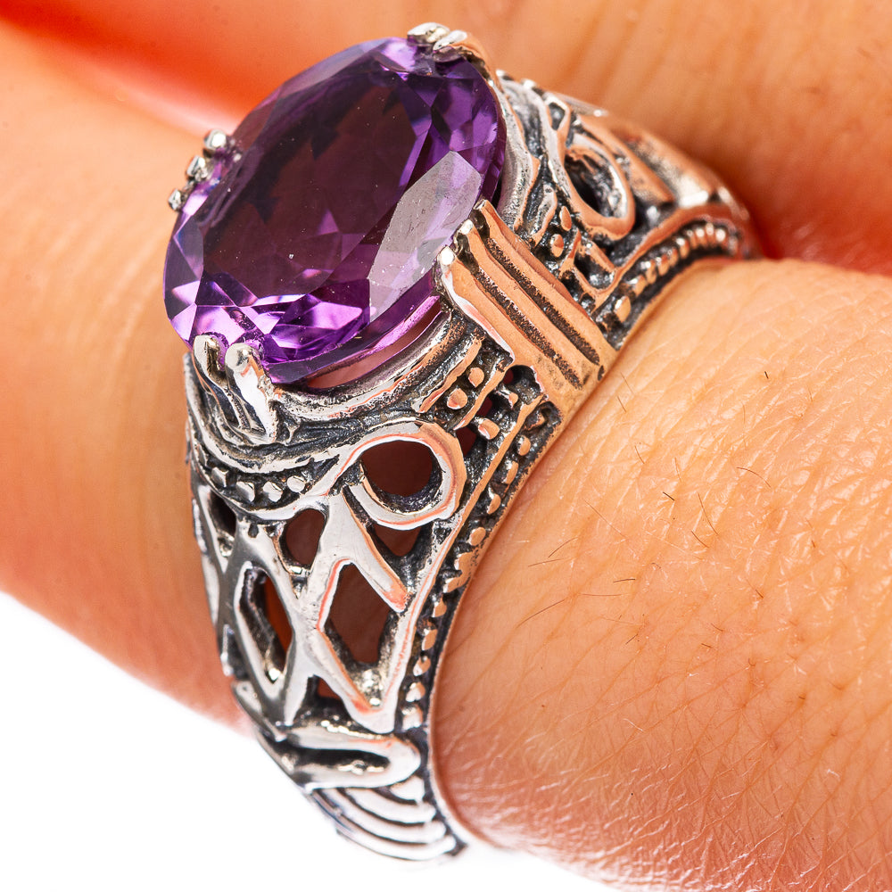 Faceted Amethyst Ring Size 8 (925 Sterling Silver) R3229