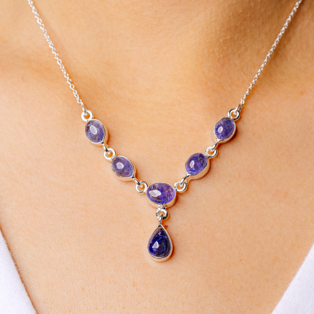 Tanzanite Necklace 17 To 18 5/8" (925 Sterling Silver) N90129