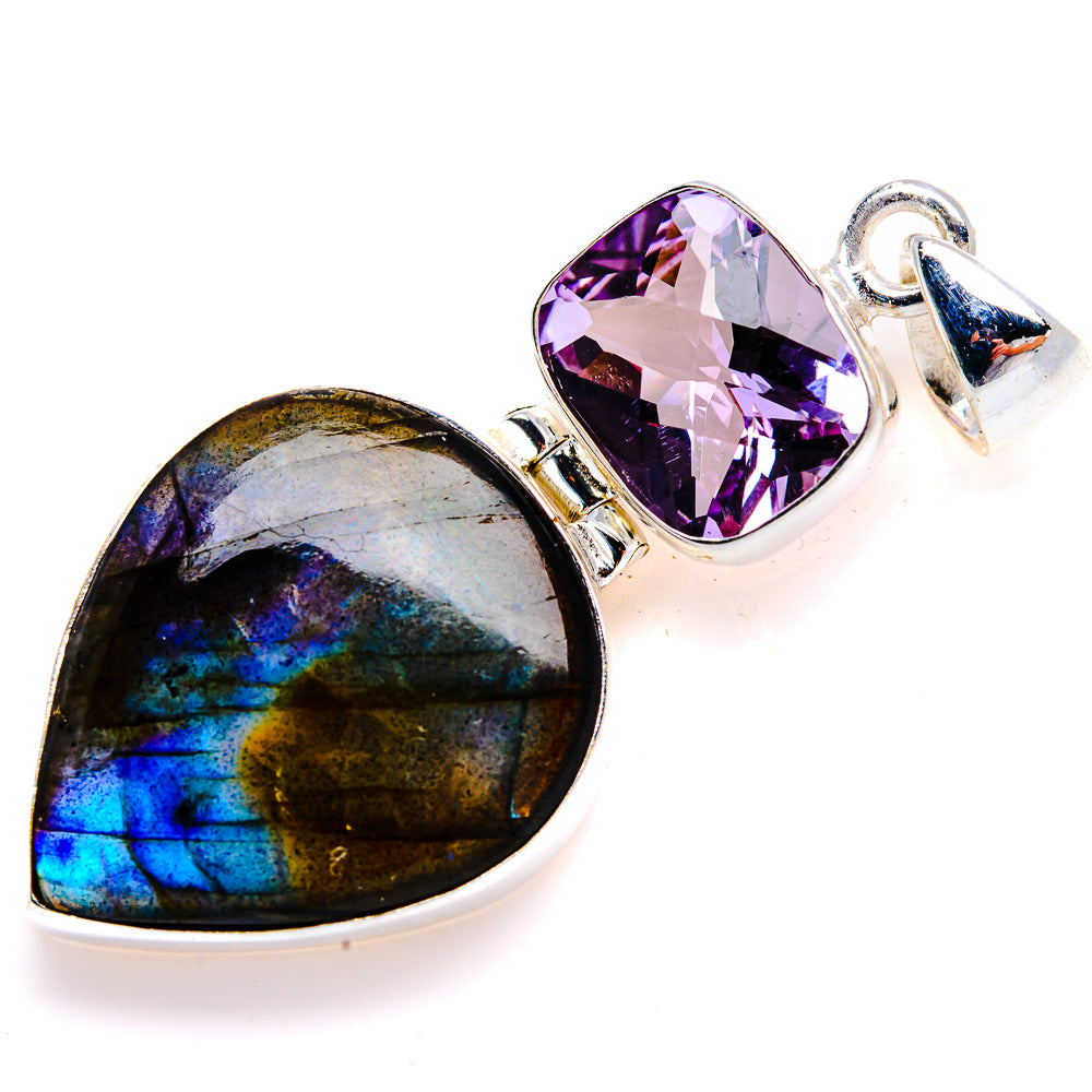 Labradorite, Amethyst Pendant 2" (925 Sterling Silver) PD38151