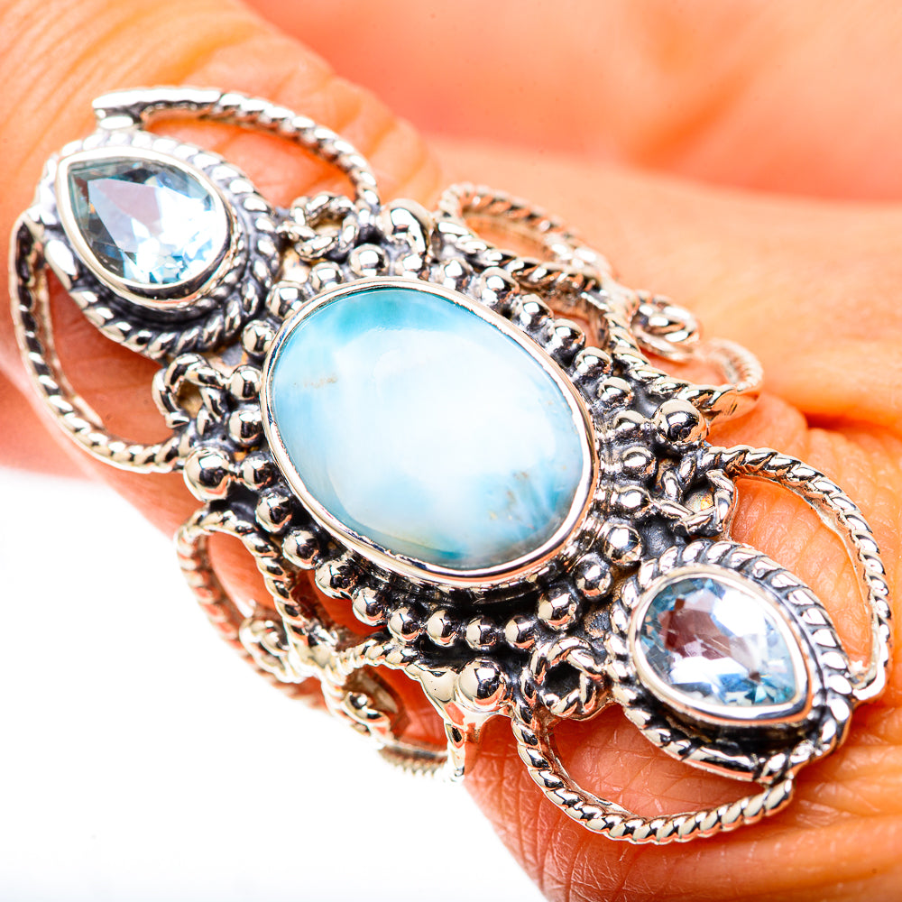 Signature Large Larimar, Blue Topaz Ring Size 9 (925 Sterling Silver) RING138162