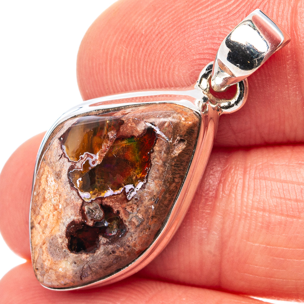 Rare Mexican Fire Opal Pendant 1 3/8" (.925 Sterling Silver)