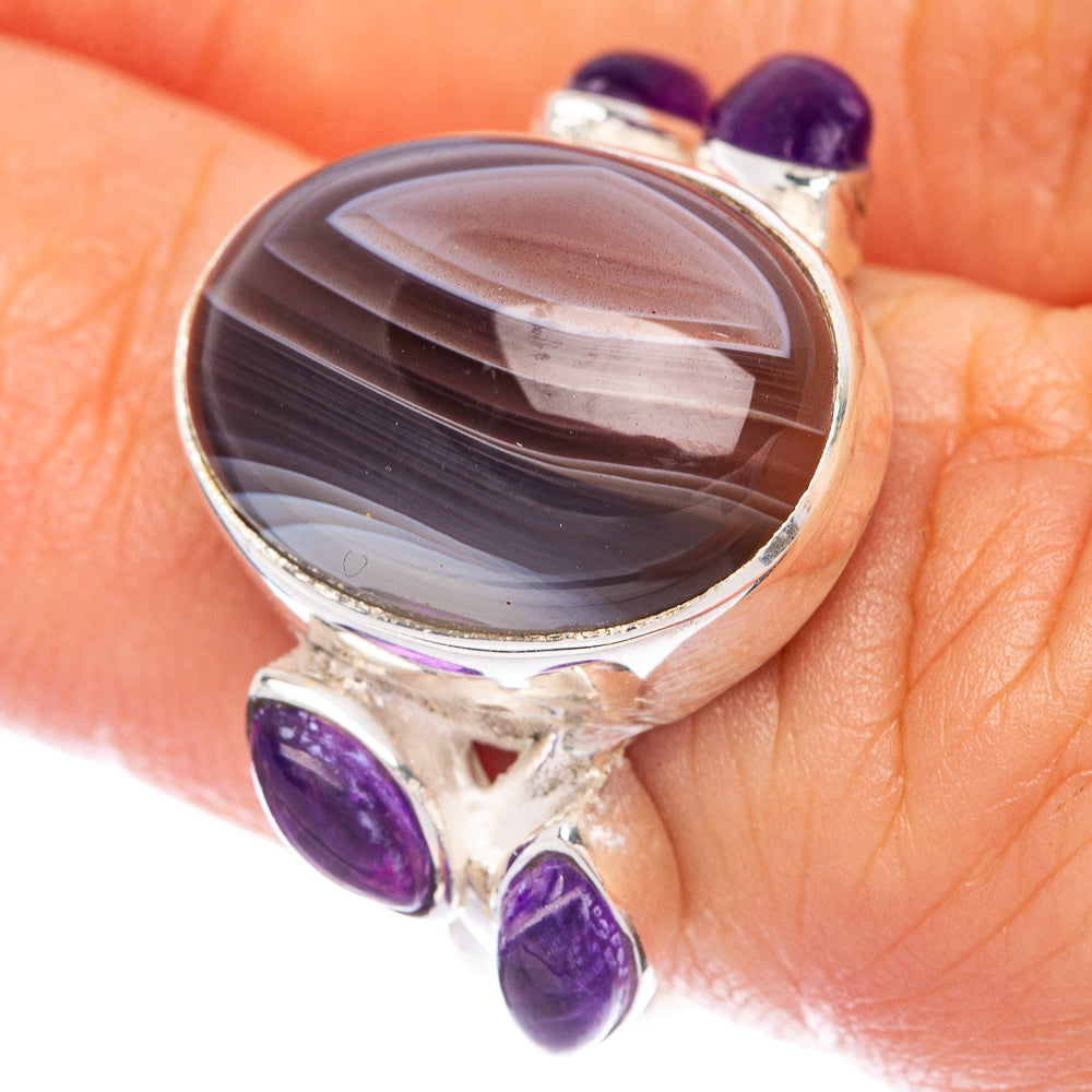 Botswana Agate, Amethyst Ring Size 6 (925 Sterling Silver) R144899
