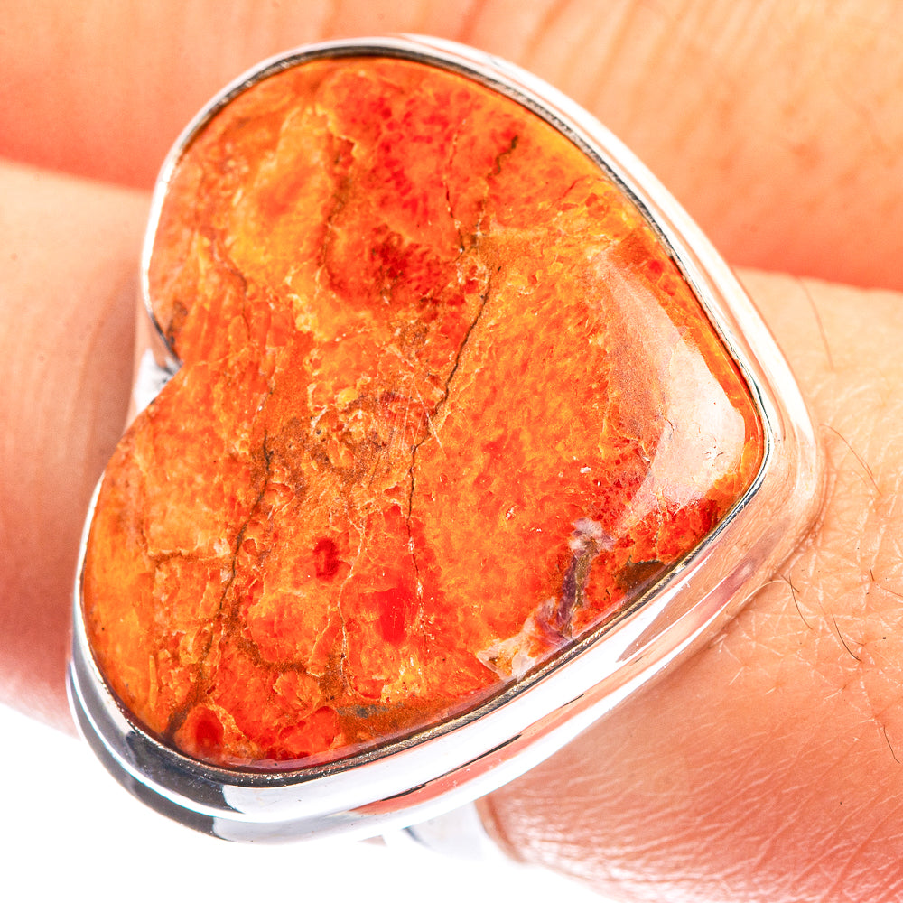 Large Sponge Coral 925 Sterling Silver Ring Size 7