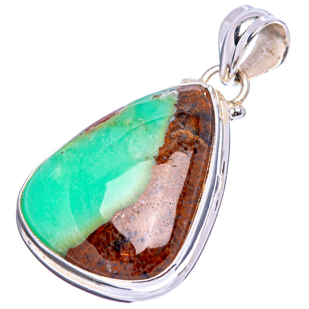 Boulder Chrysoprase Pendant 1 3/8" (.925 Sterling Silver)
