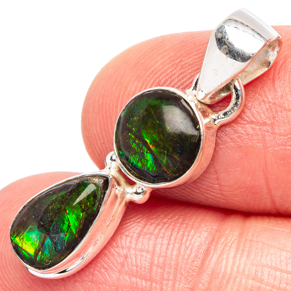 Rare Ammolite Pendant 1 1/4" (925 Sterling Silver) P44076