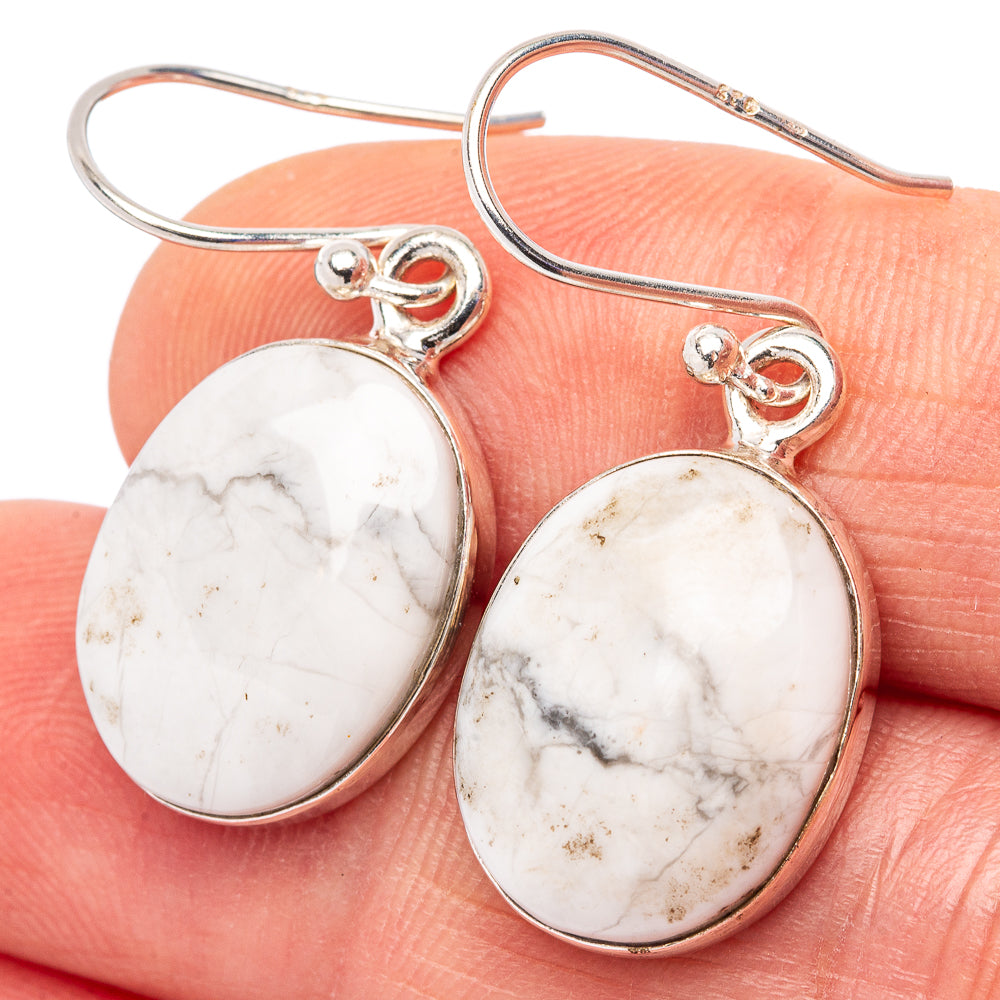 Howlite Earrings 1 1/4" (.925 Sterling Silver)