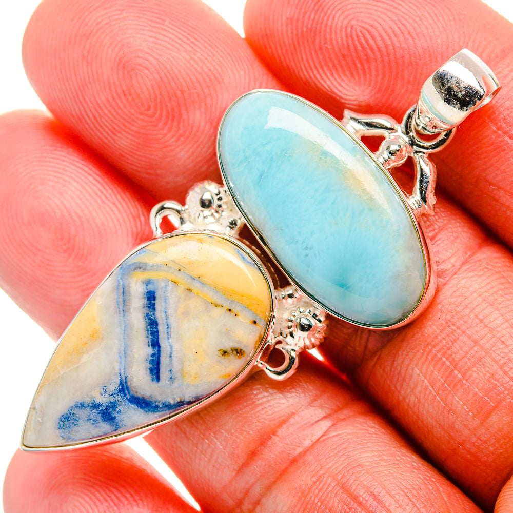 Blue Scheelite, Larimar Pendant 2 1/4" (925 Sterling Silver) PD37970