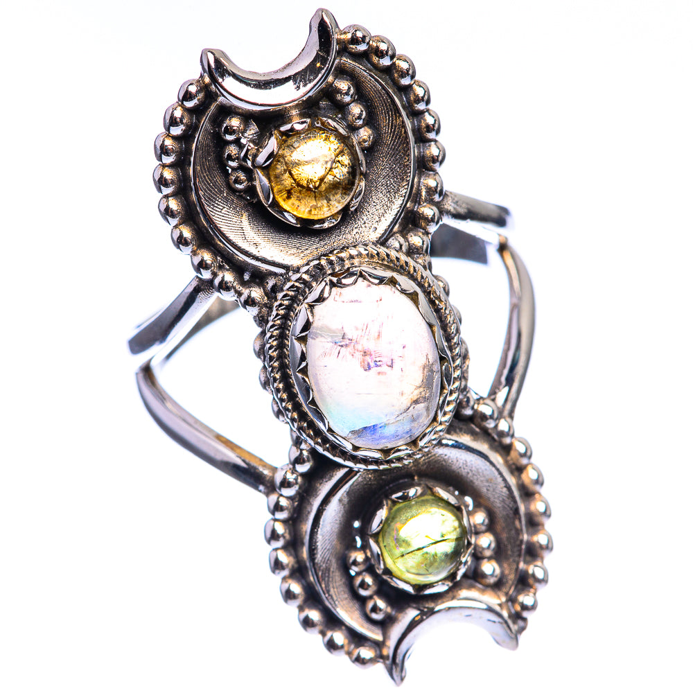 Labradorite, Citrine, Peridot 925 Sterling Silver Ring Size 6.25