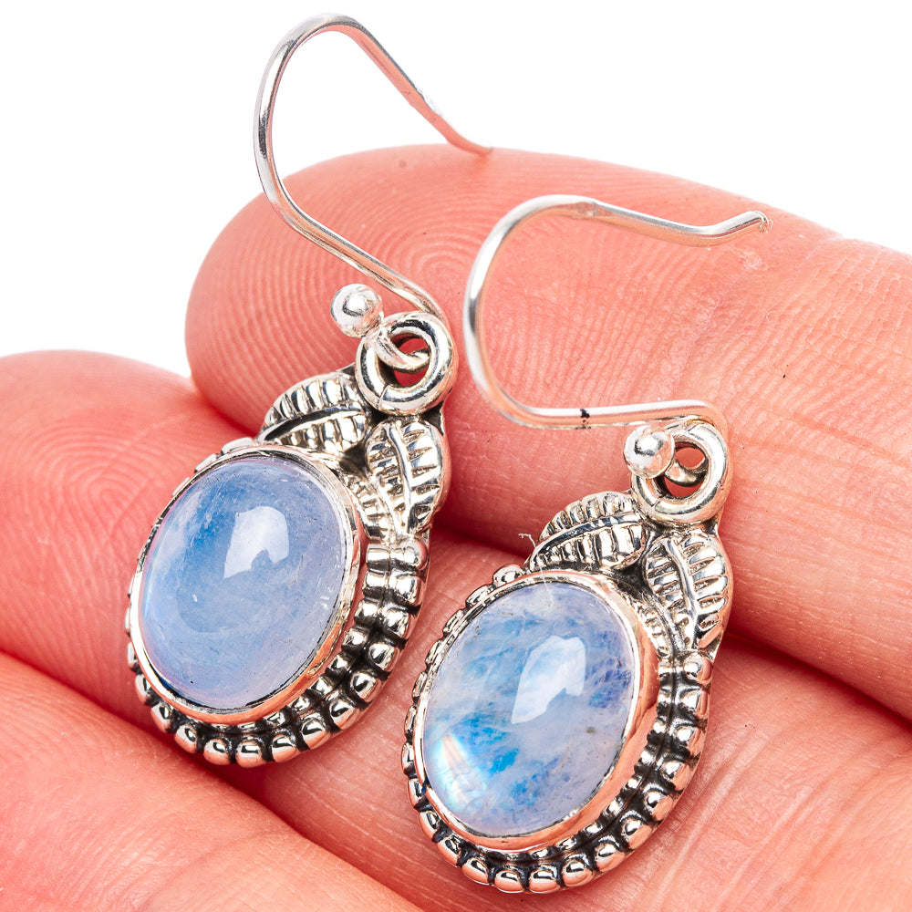 Rainbow Moonstone Earrings 1 1/4" (925 Sterling Silver) E1409