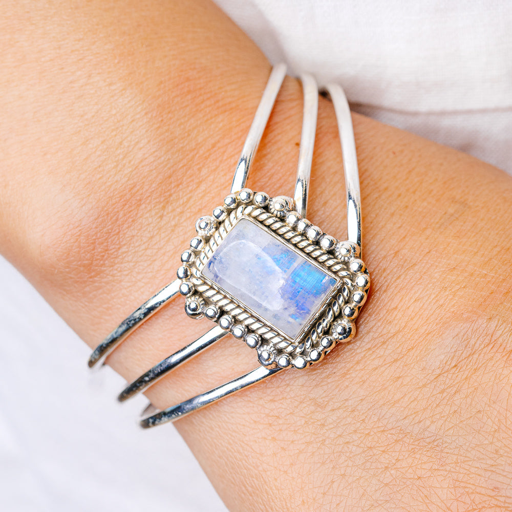 Rainbow Moonstone Bracelets Adjustable (925 Sterling Silver) B90410