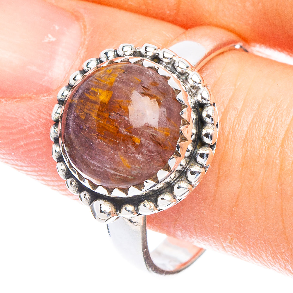 Cacoxenite Amethyst Ring Size 7.5 (925 Sterling Silver) R6637
