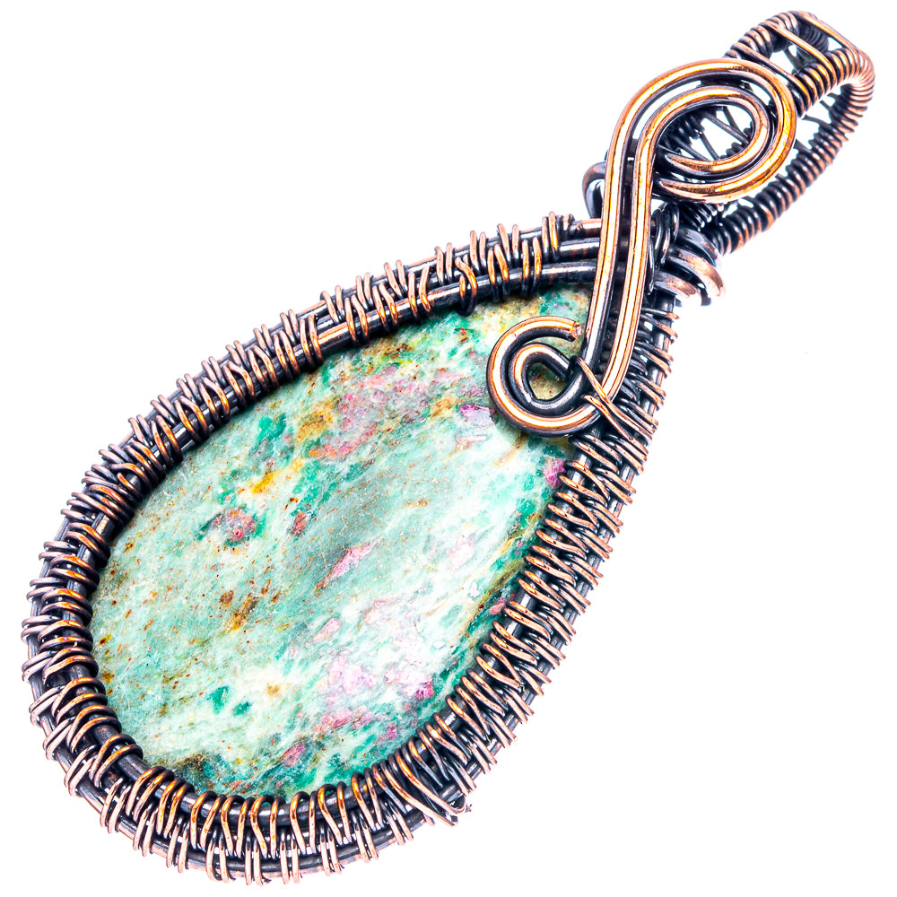 Ruby Fuchsite Wire Wrap Pendant 2 1/2" (Oxidized Copper)