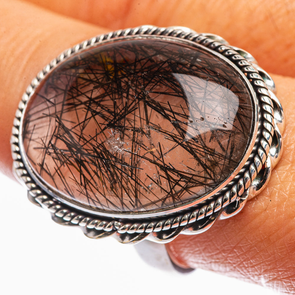 Large Tourmalinated Quartz Ring Size 9.5 (925 Sterling Silver) R142325
