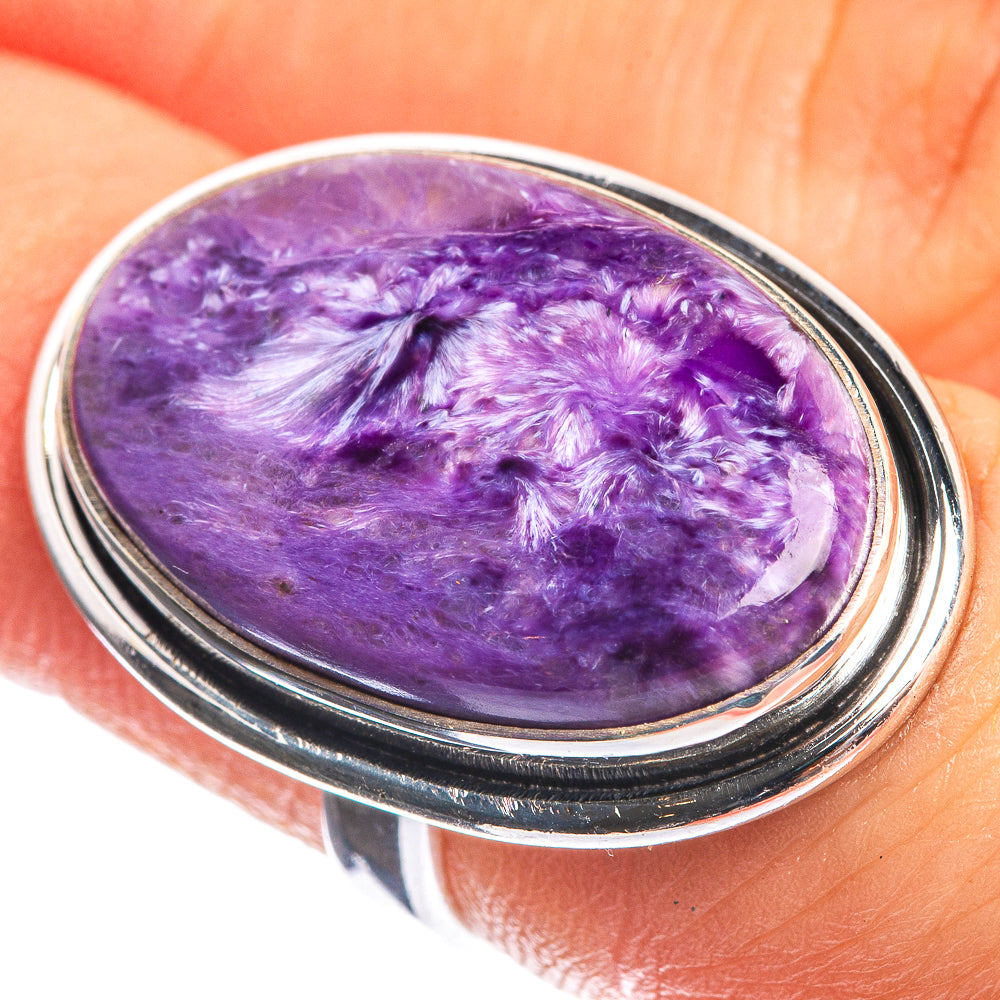 Charoite 925 Sterling Silver Ring Size 6.25