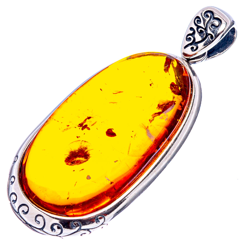 Baltic Amber Pendant 1 1/2" (.925 Sterling Silver)