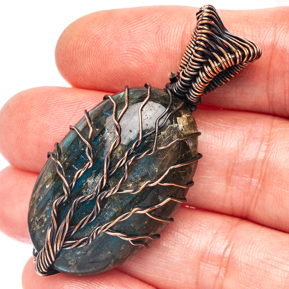 Labradorite Tree of Life Pendant 2" (Oxidized Copper)