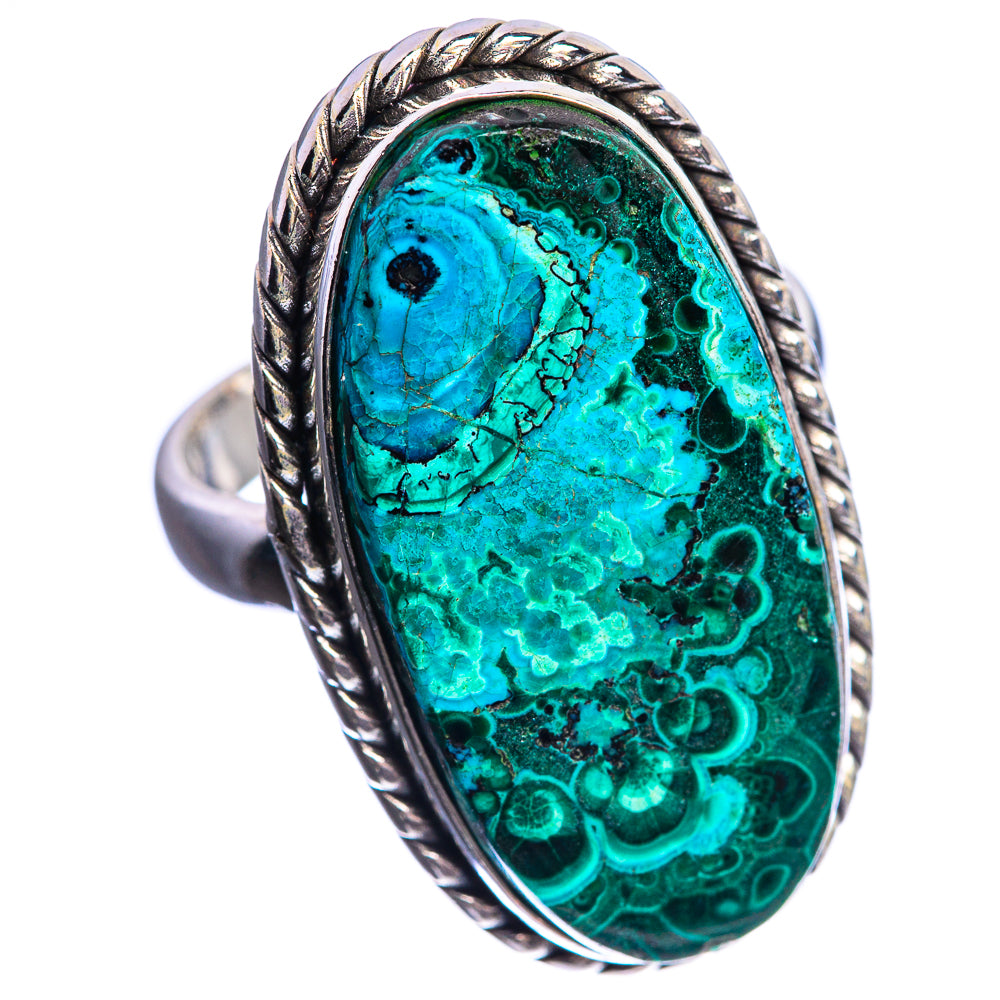 Malachite In Chrysocolla 925 Sterling Silver Ring Size 7