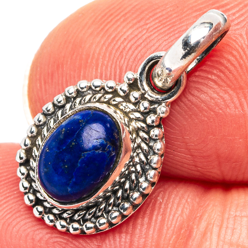 Lapis Lazuli Dainty Pendant 7/8" (.925 Sterling Silver)