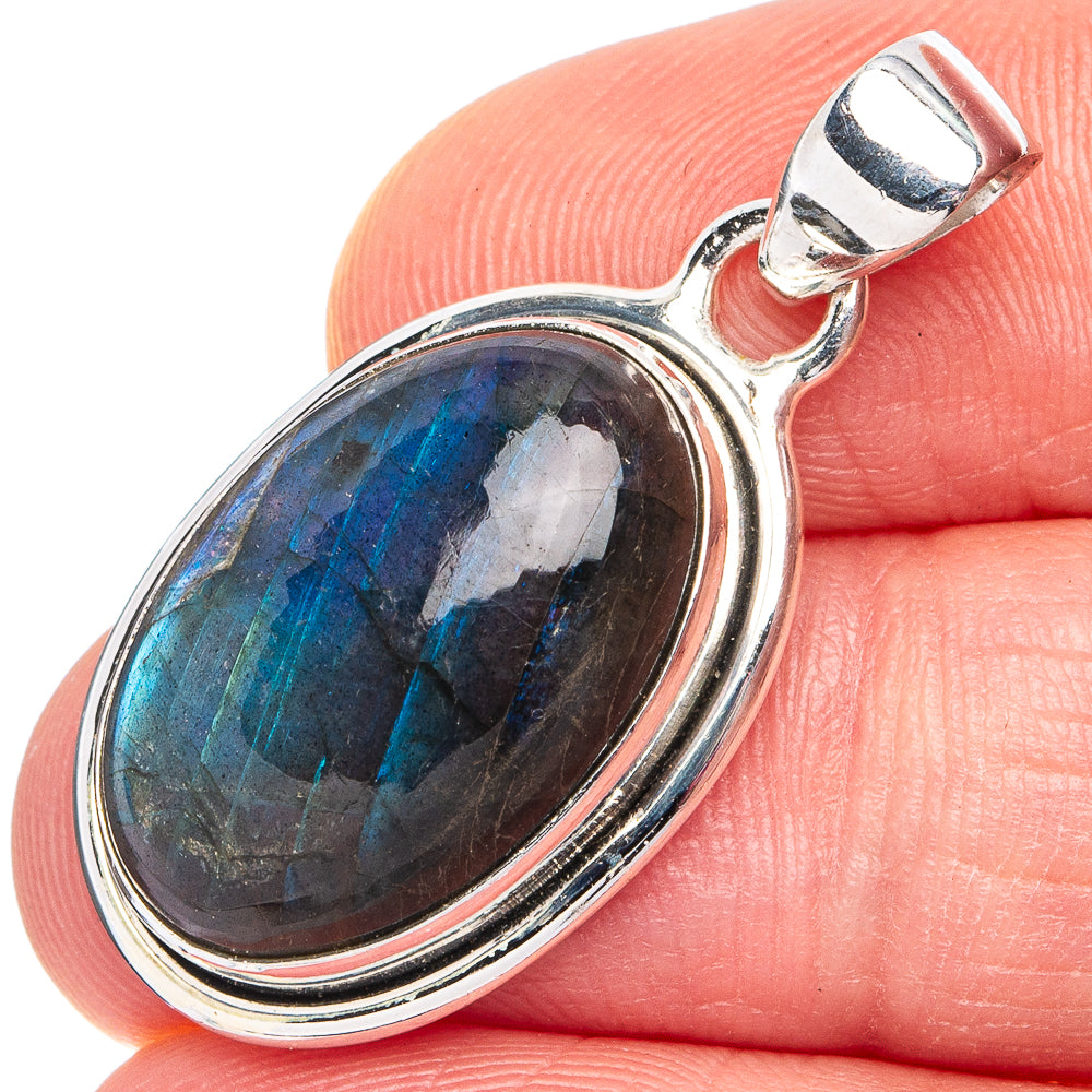 Labradorite Pendant 1 3/8" (.925 Sterling Silver)