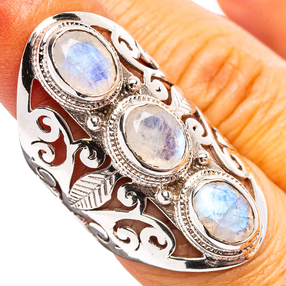 Huge Premium Rainbow Moonstone Ring Size 6 (.925 Sterling Silver)