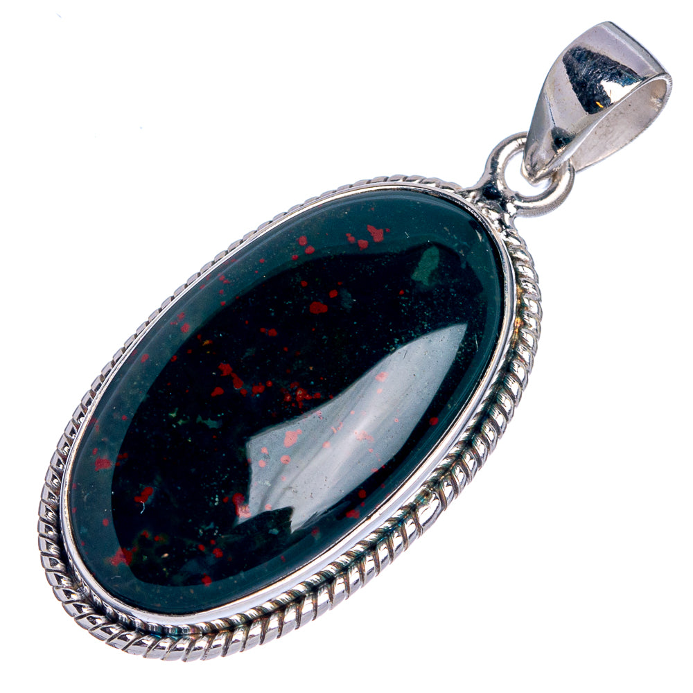 Bloodstone Pendant 1 5/8" (925 Sterling Silver) P39801