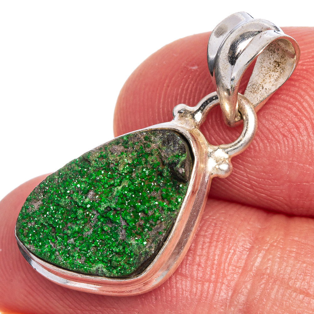 Rare Uvarovite Garnet Pendant 1 1/8" (925 Sterling Silver) P40640