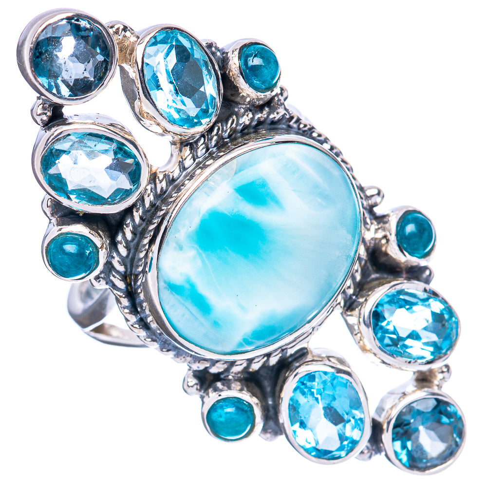 Signature Larimar, Blue Topaz Ring Size 7 (925 Sterling Silver) R3532