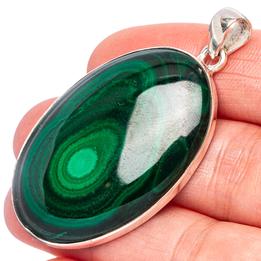 Malachite Pendant 2" (925 Sterling Silver) P43082