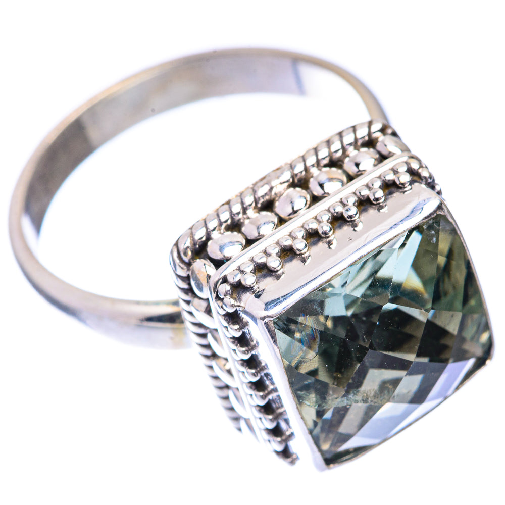 Faceted Green Amethyst Ring Size 9.75 (925 Sterling Silver) R141483