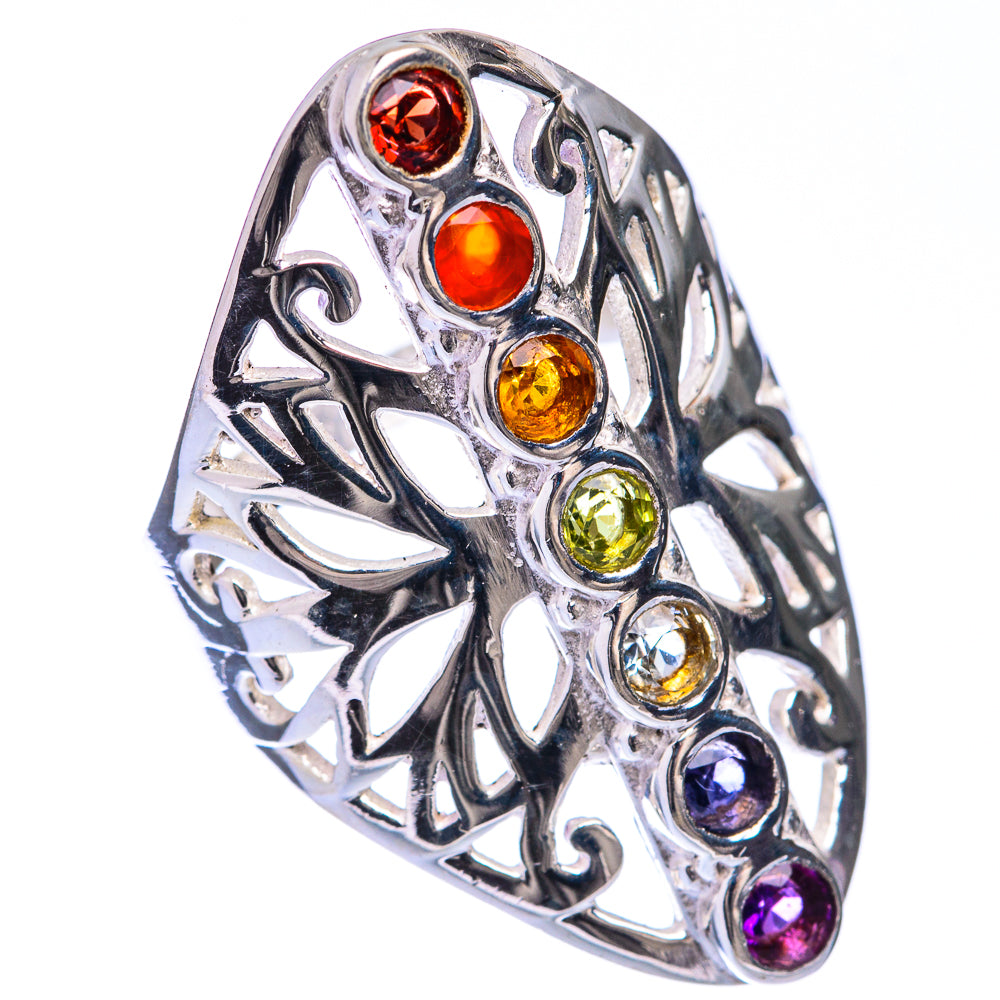 Rainbow Chakra Ring Size 6.5 (925 Sterling Silver) R141293