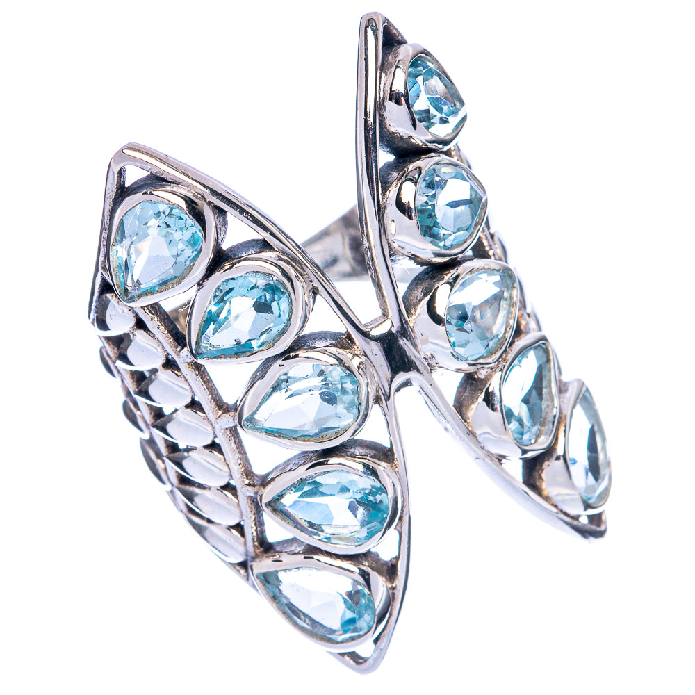 Large Blue Topaz Ring Size 7.5 (925 Sterling Silver) R144493