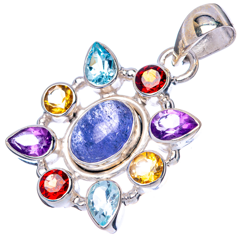 Rare Tanzanite, Amethyst, Garnet, Blue Topaz, Citrine Pendant 1 3/8" (925 Sterling Silver) P42811