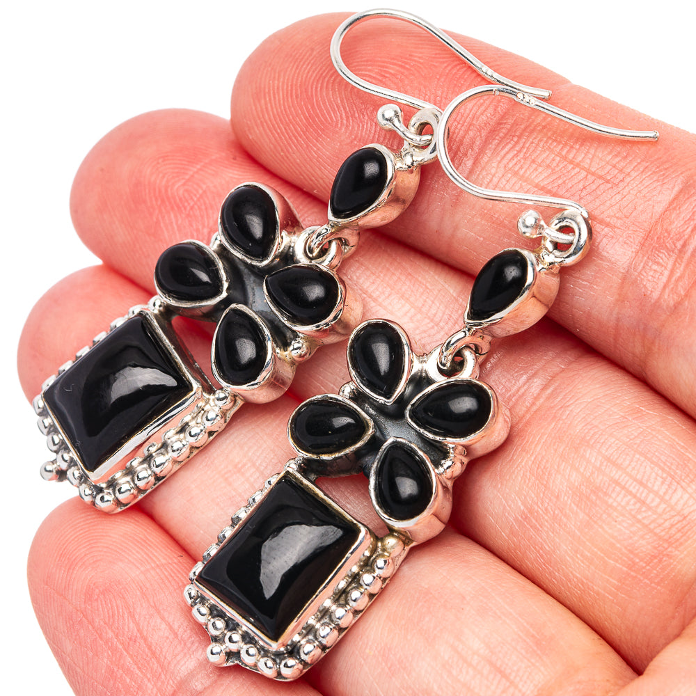 Premium Black Onyx Earrings 2 1/8" (925 Sterling Silver) E1633