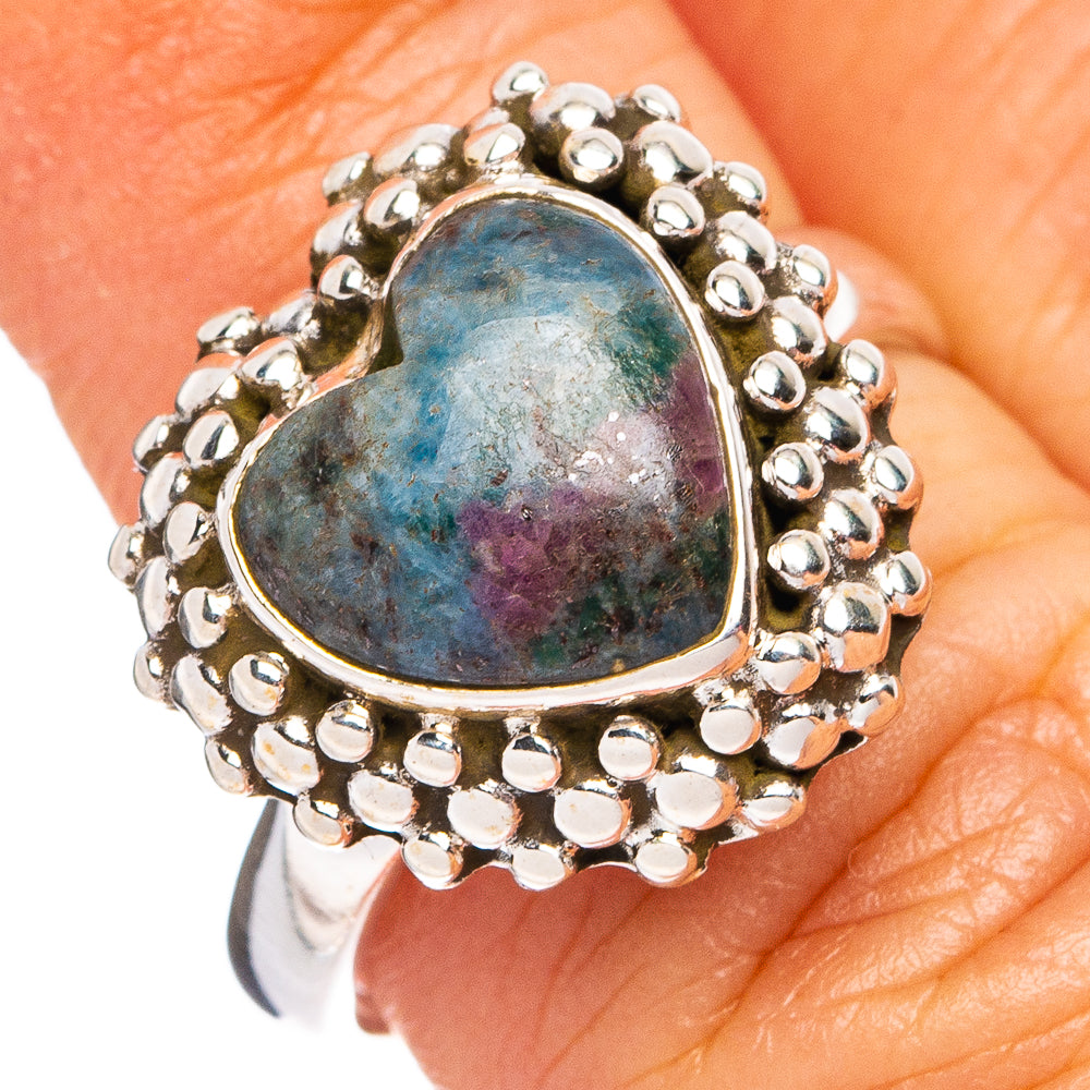 Ruby Kyanite Heart Ring Size 7 (.925 Sterling Silver)