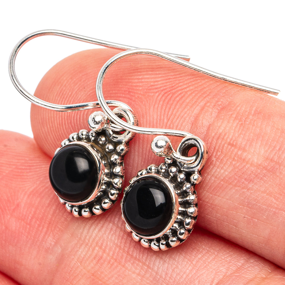 Black Onyx Earrings 1 1/8" (925 Sterling Silver) E3031