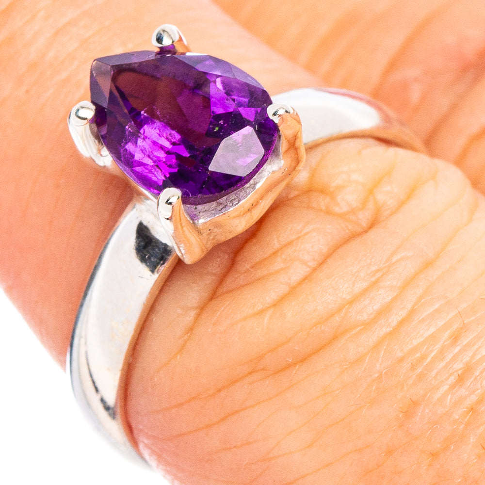 Faceted Amethyst Ring Size 7.5 (.925 Sterling Silver)