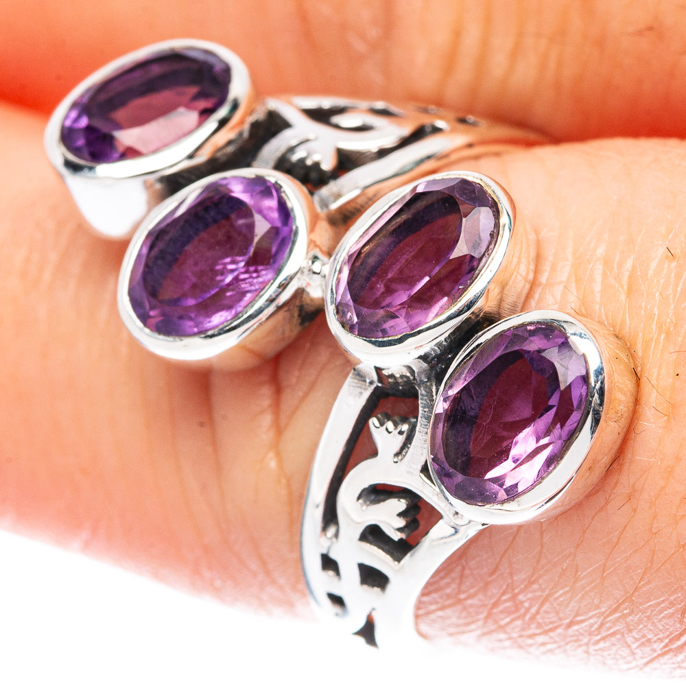 Faceted Amethyst Ring Size 7.75 (925 Sterling Silver) R3401