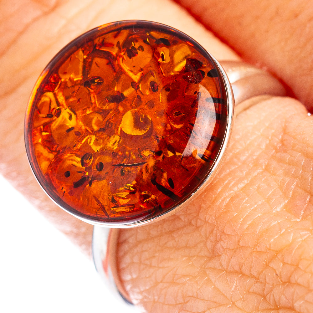 Baltic Amber Ring Size 8 Adjustable (.925 Sterling Silver)
