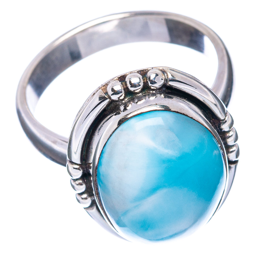 Premium Rare Larimar Ring Size 8 (.925 Sterling Silver)