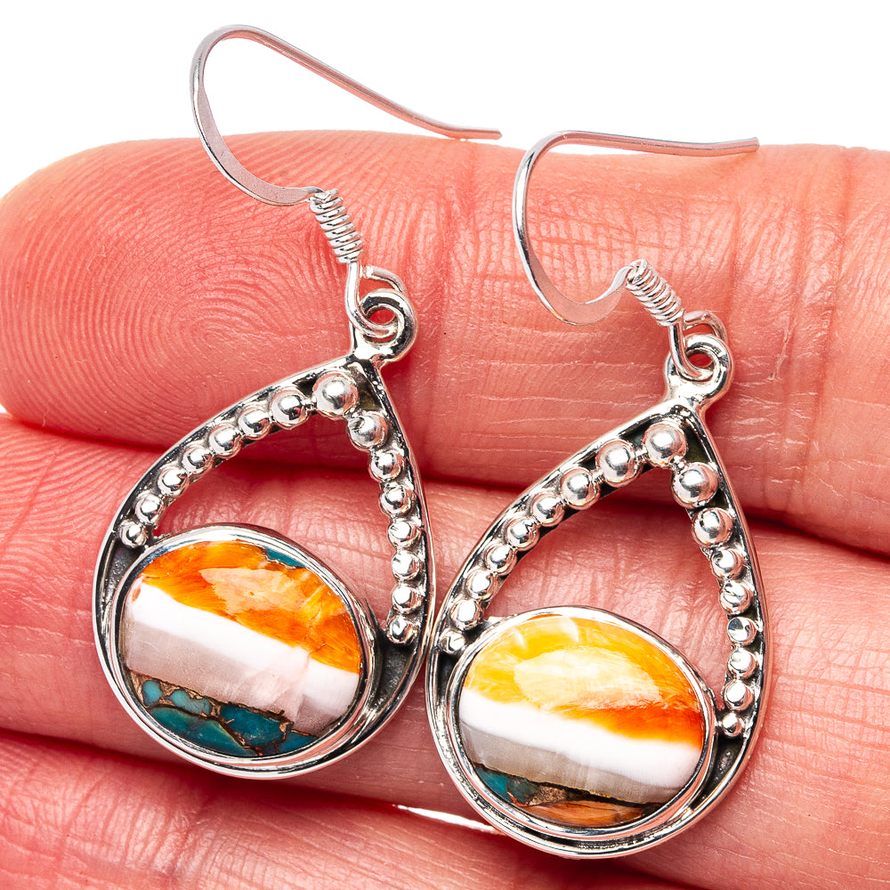 Premium Spiny Oyster Turquoise Earrings 1 1/2" (.925 Sterling Silver)