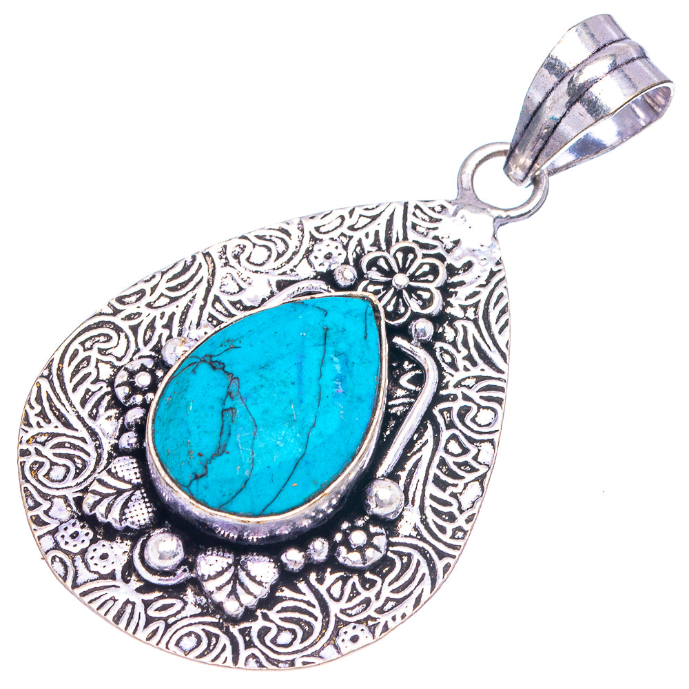 Turquoise Pendant 2 1/8" (German Silver)