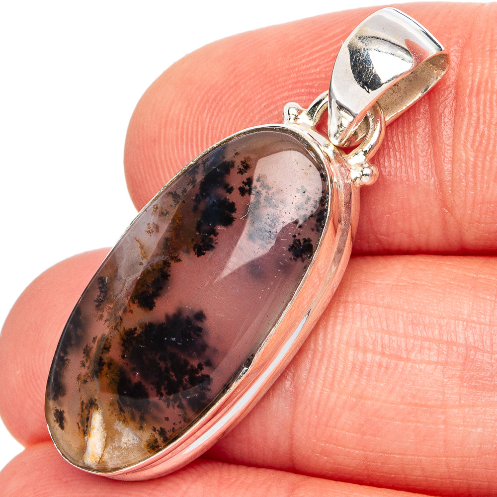 Scenic Dendritic Agate Pendant 1 3/8" (.925 Sterling Silver)