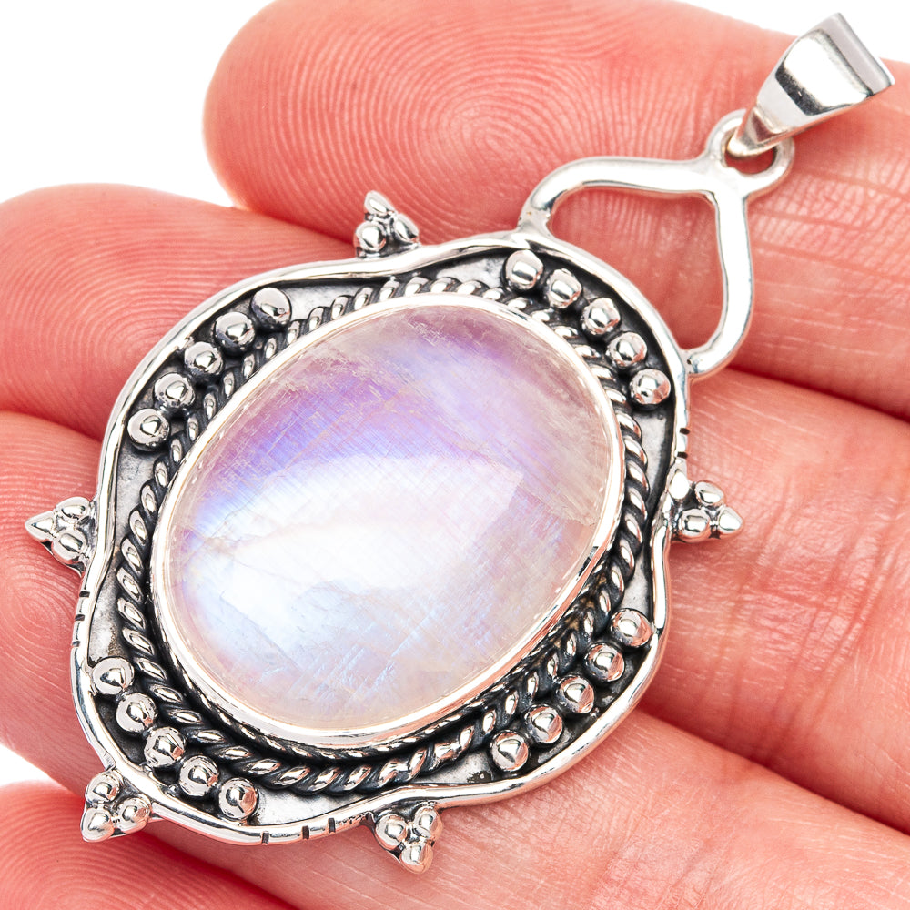 Signature Rainbow Moonstone Pendant 2 1/8" (925 Sterling Silver) P41192