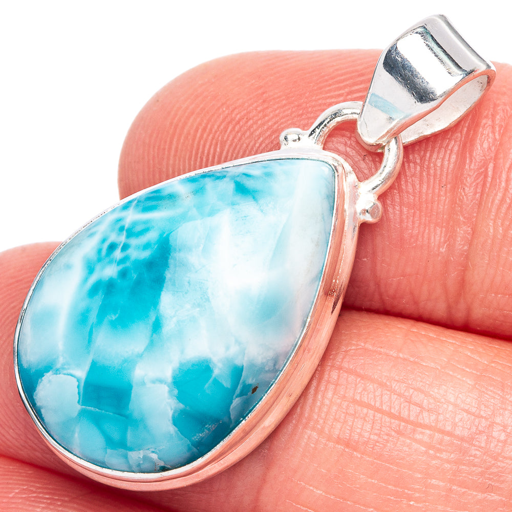 Larimar Pendant 1 3/8" (925 Sterling Silver) P40228
