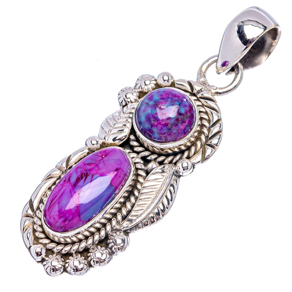 Native Style Purple Mohave Turquoise Pendant 1 7/8" (.925 Sterling Silver)