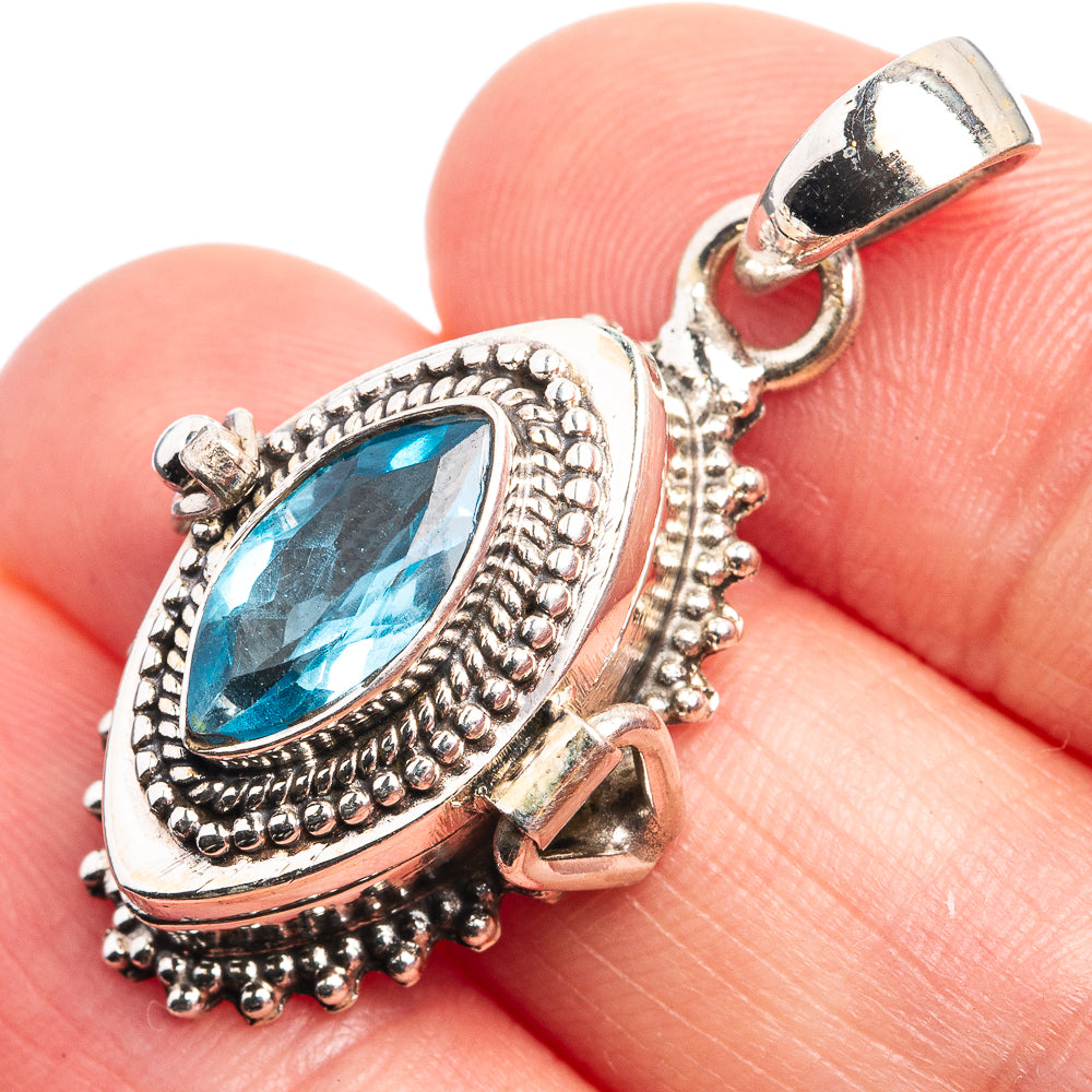 Poison London Blue Topaz Pendant 1 3/8" (925 Sterling Silver) P38995
