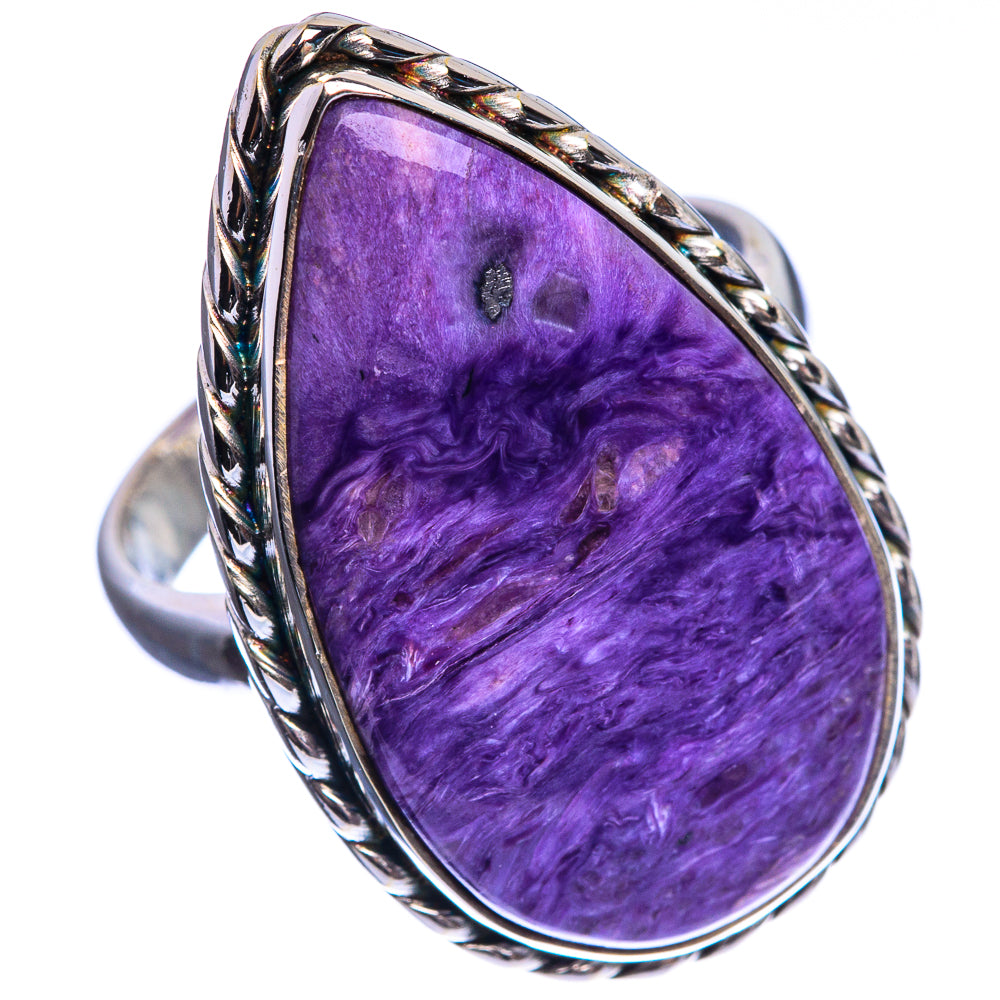 Large Charoite 925 Sterling Silver Ring Size 9